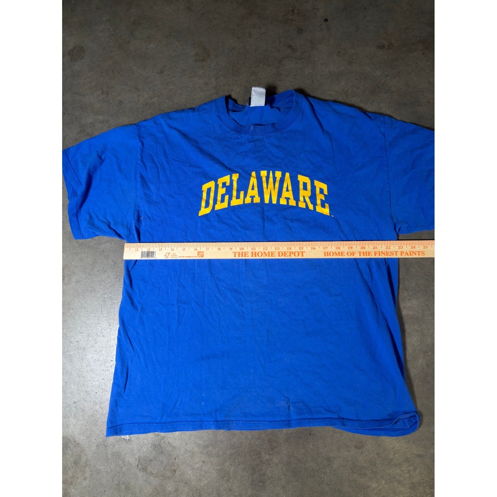 Delaware Graphic T-Shirt Mens 2XL Royal Blue Yellow Short Sleeve Crewneck Tee